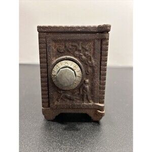 Vintage Ornate Cast Iron Combination Coin Bank-Angels